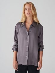 OPUS Bluzka w kolorze antracytowym rozmiar: 36. Czarne bluzki damskie Opus, bez wzorów, z wiskozy, bez kołnierzyka, bez ramiączek. Za 134.85 zł.