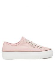 Calvin Klein Jeans Tenisówki Vulc Flatform Ctn Logo Tag YW0YW01838 Różowy. Czerwone trampki damskie Calvin Klein Jeans, bez wzorów, z jeansu, bez zapięcia. Za 219.99 zł.