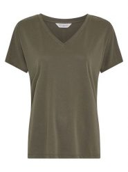MOSS COPENHAGEN Koszulka w kolorze khaki rozmiar: S/M. Brązowe bluzki damskie Moss Copenhagen, m, bez wzorów, bez kołnierzyka, bez ramiączek. Za 98.95 zł.