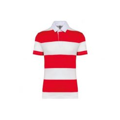 Koszulka polo w paski Kariban. Czerwone koszulki damskie KARIBAN, bez wzorów, bez kołnierzyka, bez ramiączek. Za 174.50 zł.