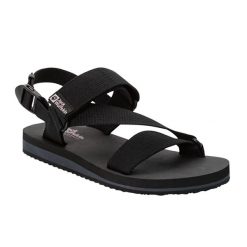 Sandały turystyczne damskie Jack Wolfskin Urban Entdeckung Belt. Czarne sandały damskie Jack Wolfskin, bez wzorów, z gumy, bez obcasa, bez zapięcia. Za 119.99 zł.