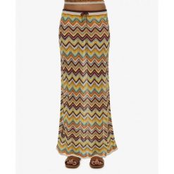 Długa spódnica z prążkowanej dzianiny w zygzaki dla kobiet Superdry. Zielone spódnice damskie Superdry, na co dzień, bez wzorów, z dzianiny, casualowe, maxi. Za 349.55 zł.