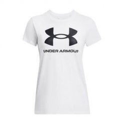 Koszulka sportowa damska Under Armour Sportstyle Logo. Białe koszulki sportowe damskie Under Armour, m, bez wzorów, bez ramiączek. Za 207.00 zł.