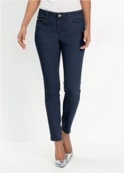 Dżinsy Skinny mid waist. Szare jeansy damskie bonprix, bez wzorów, z jeansu. Za 114.99 zł.