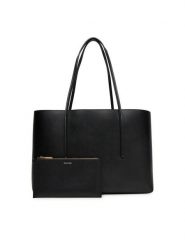 Calvin Klein Torebka Foil Logo Tote W/Pouch LV04F3274G Czarny. Czarne shopper bag Calvin Klein, bez wzorów, ze skóry, bez dodatków. Za 589.99 zł.