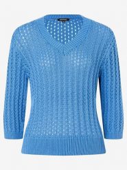 More & More Sweter w kolorze niebieskim rozmiar: 42. Niebieskie swetry klasyczne damskie More & More, z bawełny, bez kołnierzyka. Za 188.95 zł.