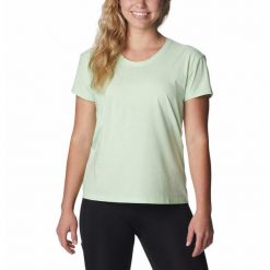 Koszulka Damska Columbia Sun Trek SS T-Shirt. Zielone bluzki damskie Columbia, xs, bez wzorów, bez kołnierzyka, bez ramiączek. Za 95.45 zł.