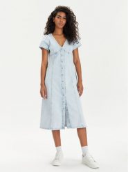 Tommy Jeans Sukienka jeansowa DW0DW17966 Błękitny Regular Fit. Niebieskie sukienki damskie Tommy Jeans, bez wzorów, z bawełny, bez ramiączek. Za 189.99 zł.