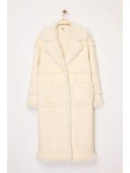 Trendyol Płaszcz pluszowy w kolorze beżowym rozmiar: 32. Brązowe płaszcze damskie Trendyol, bez wzorów, bez kaptura. Za 173.99 zł.