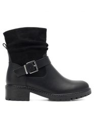 Clara Barson Botki GRETA WS2971-16 Czarny. Czarne botki damskie Clara Barson, z materiału, bez obcasa, na słupku, bez zapięcia. Za 149.99 zł.