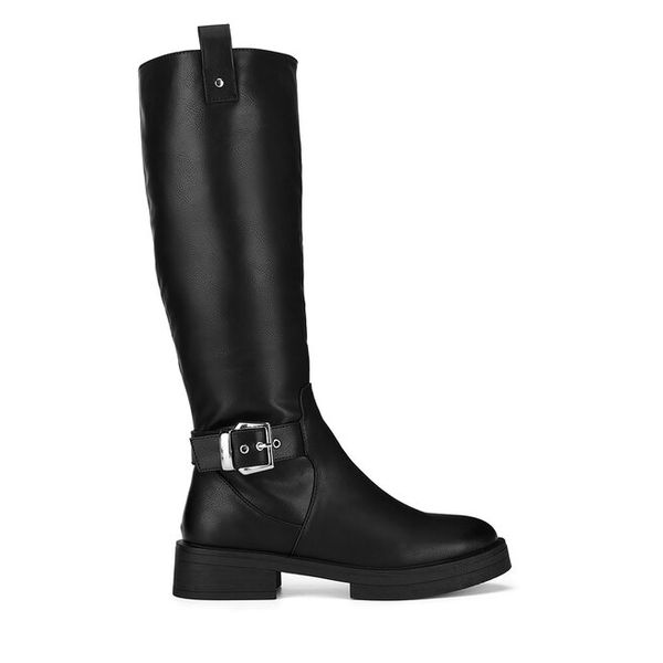 Kozaki Jenny Fairy. Czarne kozaki damskie Jenny Fairy, bez obcasa, na słupku, bez zapięcia. Za 219.99 zł.