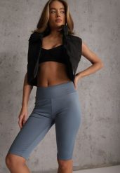 Jasnoniebieskie Szorty Bikery High Waist z Wyszczuplającym Pasem Briarrose. Niebieskie szorty damskie Renee, bez wzorów, z podwyższonym stanem. Za 39.99 zł.