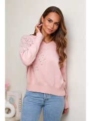 Soft Cashmere Sweter w kolorze jasnoróżowym rozmiar: 38/40. Różowe swetry klasyczne damskie Soft Cashmere, bez kołnierzyka. Za 96.60 zł.
