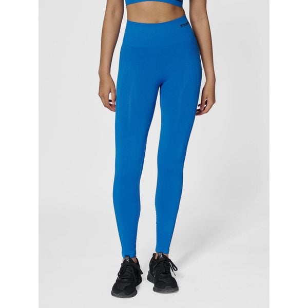 Damskie legginsy bezszwowe z wysokim stanem Hummel Tif. Niebieskie legginsy damskie Hummel, bez wzorów, z poliamidu. Za 130.50 zł.