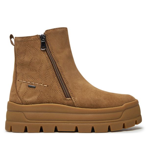 Botki Geox. Brązowe botki damskie Geox, bez obcasa, na płaskiej podeszwie, bez zapięcia. Za 469.99 zł.