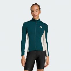Koszulka z długim rękawem do jazdy na rowerze Tempo 3-Stripes. Szare koszulki damskie Adidas, s, bez wzorów, bez kołnierzyka, bez ramiączek. W wyprzedaży za 343.85 zł.