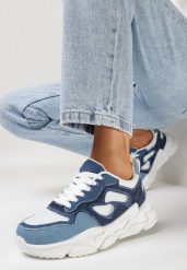 Niebieskie Sneakersy na Grubej Podeszwie Pira. Niebieskie obuwie sportowe damskie Born2be, bez zapięcia. Za 99.99 zł.