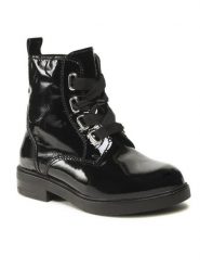 Lasocki Trzewiki WI16-ZOLA-02 Czarny. Czarne botki damskie Lasocki, z lakierowanej skóry, bez obcasa, na płaskiej podeszwie, bez zapięcia. Za 279.99 zł.