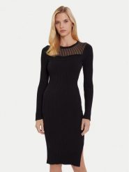 Morgan Sukienka dzianinowa 252-RMAN Czarny Slim Fit. Czarne sukienki damskie Morgan, bez wzorów, z dzianiny, bez ramiączek. Za 365.59 zł.