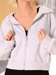 Rozpinana bluza z kapturem - szary. Szare bluzy damskie Sinsay, l, bez wzorów, z kapturem. W wyprzedaży za 22.99 zł.