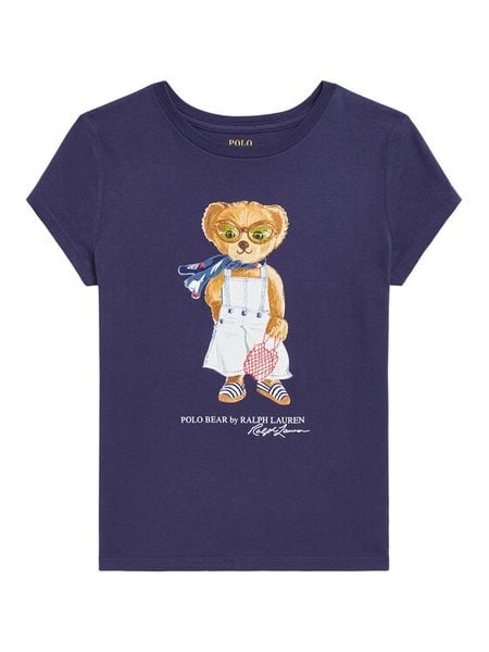 Polo Ralph Lauren T-Shirt 313965226001 Granatowy Regular Fit. Niebieskie koszulki i t-shirty dziewczęce Polo Ralph Lauren, bez wzorów, z bawełny, bez kołnierzyka, bez ramiączek. Za 149.99 zł.