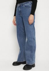 Niebieskie Szerokie Jeansy z Wiskozą z Regularnym Stanem Setve. Niebieskie jeansy damskie Born2be. Za 129.99 zł.