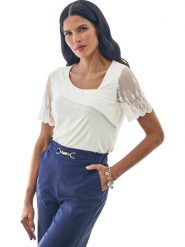 Heine Bluzka w kolorze kremowym rozmiar: 40. Brązowe bluzki damskie Heine, bez wzorów, z koronki, bez kołnierzyka, bez ramiączek. Za 82.99 zł.