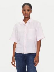 Tommy Hilfiger Koszula WW0WW44720 Różowy Relaxed Fit. Czerwone koszule damskie Tommy Hilfiger, bez wzorów, ze lnu, bez kołnierzyka, bez ramiączek. Za 309.99 zł.