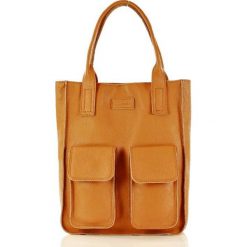 Shopper bag camelowy MARCO MAZZINI s131g. Shopper bag bez wzorów, ze skóry, na ramię, bez dodatków. Za 322.05 zł.