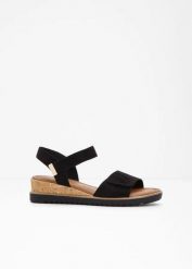 Sandały marki Tamaris na koturnie. Czarne sandały damskie bonprix, bez wzorów, bez obcasa, na koturnie, bez zapięcia. Za 239.99 zł.