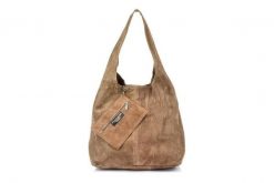 Shopperka taupe skórzana N88. Szare torebki klasyczne damskie z materiału, na ramię, zamszowe, bez dodatków. Za 153.99 zł.