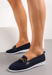 Niebieskie Półbuty z Elastyczną Cholewką i Elegancką Klamerką Naelle. Niebieskie półbuty damskie Born2be, bez wzorów, bez obcasa, bez zapięcia. Za 54.99 zł.