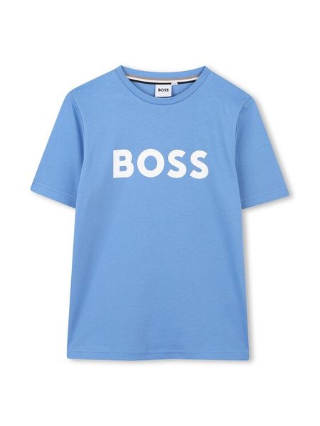 BOSS T-Shirt J52030 M Granatowy Regular Fit. Niebieskie t-shirty i koszulki chłopięce Boss, bez wzorów, z bawełny, bez kołnierzyka, bez ramiączek. Za 99.99 zł.