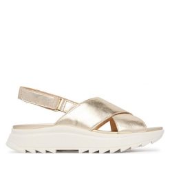 Sandały Clarks. Żółte sandały damskie Clarks, bez wzorów, bez obcasa, na płaskiej podeszwie, bez zapięcia. Za 389.99 zł.