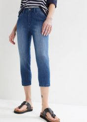 Dżinsy Slim Fit, mid waist, dł. za kolano (2 pary). Niebieskie jeansy damskie bonprix. Za 169.99 zł.