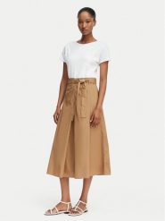 Marella Sukienka codzienna Tubo 2615221112 Beżowy Regular Fit. Brązowe sukienki damskie Marella, bez wzorów, z bawełny, bez ramiączek. Za 749.99 zł.
