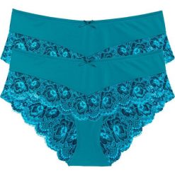 Figi "panty" (2 pary) bonprix turkusowo-ciemnoniebieski. Niebieskie figi bonprix, z bawełny. Za 49.98 zł.