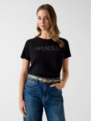 Guess T-Shirt 182375 Czarny Classic Fit. Czarne t-shirty damskie Guess, s, z aplikacjami, bez kołnierzyka. Za 154.99 zł.