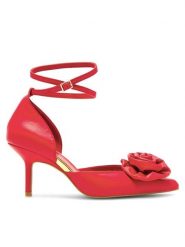 Eva Minge Szpilki ROSE-V1520-15 Czerwony. Czerwone szpilki damskie Eva Minge, bez wzorów, ze skóry, bez obcasa, na szpilce, bez zapięcia. Za 339.99 zł.