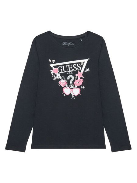 Guess Bluzka J5YI01 K6YW4 Czarny Regular Fit. Czarne bluzki i koszule dziewczęce Guess, z aplikacjami, z bawełny, bez kołnierzyka, bez ramiączek. Za 59.99 zł.