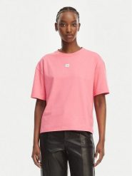 HUGO T-Shirt Signature 50556807 Różowy Regular Fit. Czerwone t-shirty damskie Hugo, xl, bez wzorów, z bawełny, bez kołnierzyka. Za 209.99 zł.