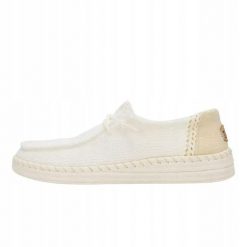 HeyDude Damskie Mokasyny Wendy Espadrille Woven. Białe mokasyny damskie Hey dude, z materiału, bez obcasa. Za 249.00 zł.