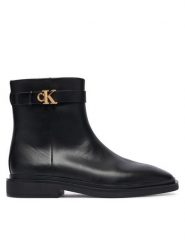 Calvin Klein Botki HW0HW03186 Czarny. Czarne botki damskie Calvin Klein, ze skóry, bez obcasa, na płaskiej podeszwie, bez zapięcia. Za 749.99 zł.