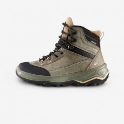 Buty trekkingowe damskie Forclaz MT100 skóra wodoodporne. Brązowe obuwie trekkingowe damskie SIMOND, z kauczuku, bez zapięcia. Za 349.99 zł.