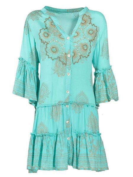 BLE Sukienka w kolorze turkusowym rozmiar: onesize. Niebieskie sukienki damskie BLE, bez wzorów, z wiskozy, bez ramiączek. Za 91.99 zł.