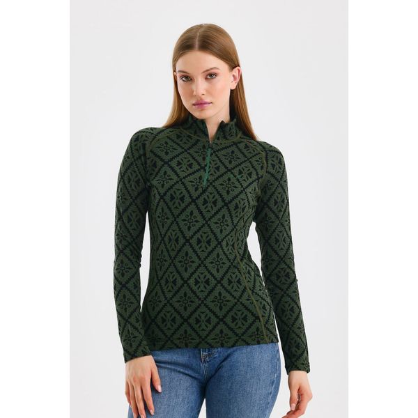 Venus - Koszulka termoaktywna z długim rękawem 100% wełna merino (230 g/m²). Zielone koszulki damskie WOOLONA, l, bez wzorów, z wełny, bez kołnierzyka, bez ramiączek. W wyprzedaży za 351.00 zł.