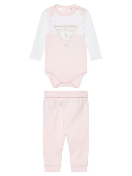 Guess Komplet body i spodnie H5YW08 J1314 Różowy Regular Fit. Czerwone spodnie niemowlęce Guess, z aplikacjami, z bawełny. Za 139.99 zł.