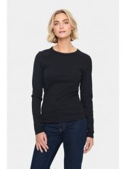 SAINT TROPEZ Koszulka "Aster" w kolorze czarnym rozmiar: XL. Czarne bluzki damskie Saint Tropez, xl, bez wzorów, z bawełny, bez kołnierzyka, bez ramiączek. Za 74.63 zł.