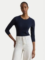 LAUREN RALPH LAUREN Bluzka 200680399020 Granatowy Slim Fit. Niebieskie bluzki damskie Lauren Ralph Lauren, xl, bez wzorów, z bawełny, bez kołnierzyka, bez ramiączek. Za 356.99 zł.
