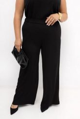 Czarne eleganckie spodnie damskie Elisa z prostą nogawką | PLUS SIZE OVERSIZE LATO. Czarne spodnie materiałowe damskie Moda Size Plus Iwanek, bez wzorów, z elastanu, długie. Za 239.90 zł.